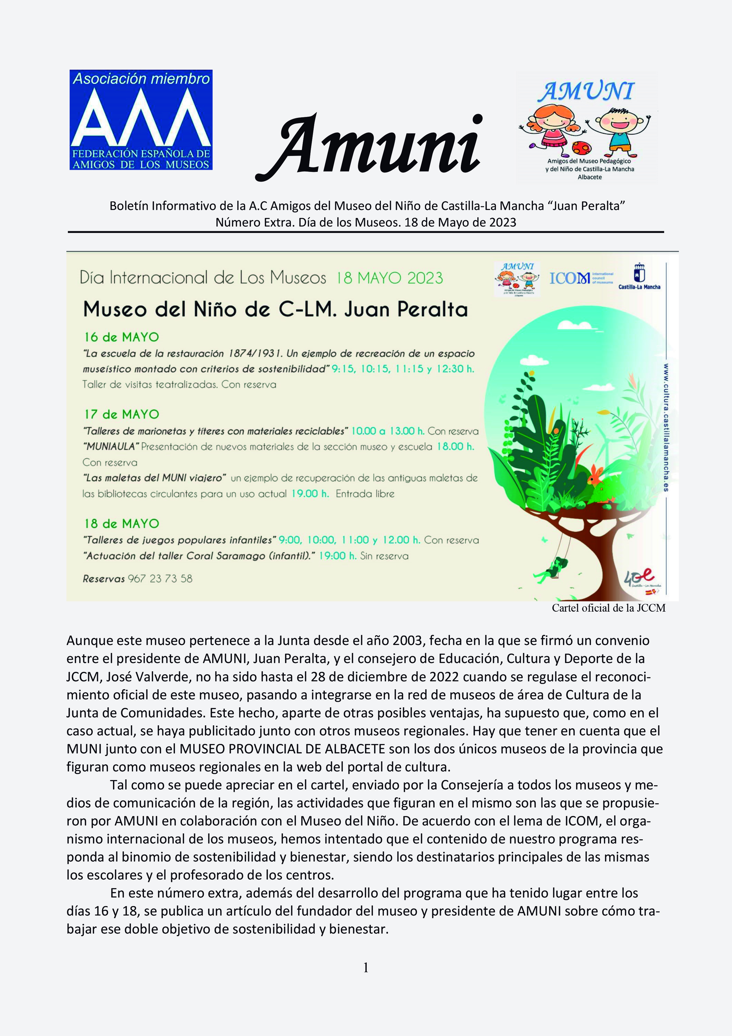 Nuevo boletín informativo «AMUNI» Extra - Día de los Museos 2023